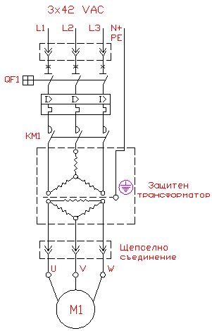 Електрическа схема за вибратор на 42 VAC