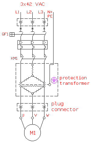 Electrical connections of vibration motor 42 VAC